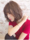 アンブレラカラー/こなれミディ/ウェーブパーマ/前髪/錦糸町