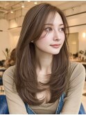 ミディアムレイヤーカットミルクティーベージュ髪質改善10代20代