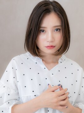 モッズヘア 越谷(mod's hair) イヤリングカラー切りっぱなし美髪ワンレンボブX越谷30代40代