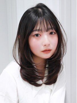 シオン(shion) 顔周りレイヤーおくれ毛ロング韓国ヘア_F30779