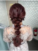 編み下ろし　結婚式ヘアセット　パーティヘア　参列