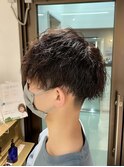 オイルでスタイリングのみ波巻きパーマ