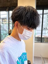 エルマーク(L-MARK) スパイラルパーマツイストパーマアップバング短髪メッシュ