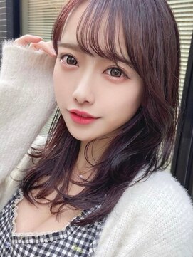 ロア 中目黒(loa) レイヤーロング/グレーベージュ/黒髪/前髪パーマ[中目黒]