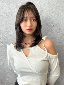 アース 三軒茶屋店(HAIR&MAKE EARTH) 三軒茶屋_レディース_セミロング_コテ巻き_レイヤー_小顔_カット