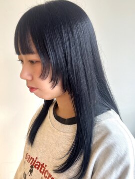 オッジ 西新店(Oggi) ブルーブラック　姫カット　レイヤーカット　フルバング