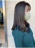 ミディアム/切りっぱなし/ベージュ