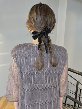 ヌープヘアーアイス(NUUP.hair ici) 20代30代リボンアレンジ大人可愛い編み込み風簡単アレンジヘア