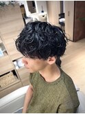 無造作カールシャドウパーマ刈り上げマッシュ
