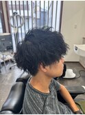 ベリーショート/ダークアッシュ/ニュアンスパーマ/韓国マッシュ