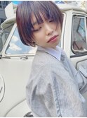 小顔ショートボブ/ピンクラベンダーグレージュ