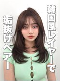 前髪顔まわり韓国ヘアレイヤーカットサイドバンク2wayバンク韓国
