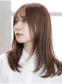 レッドブラウンレイヤーカットミディアムショート10代20代30代