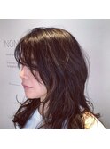 ナチュラルウェーブミディアム×透明感カラースモーキーアッシュ