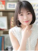 透明感グレージュツヤ髪前下がり小顔ミニボブa戸頭20代30代40代