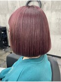 ピンクブラウン　Wカラー　タンバルモリ　ショートボブ