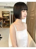 ナチュラルボブ*ボブヘア*ボブカット*前髪ありボブ*黒髪ミニボブ