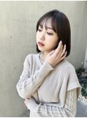 20代30代40代黒髪切りっぱなしツヤストレート前髪韓国風ミニボブ