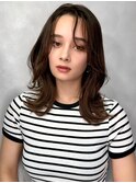 大人かわいい　センターパート　かきあげ　外ハネ　小顔　