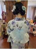 浴衣ヘア　ツインお団子ヘア