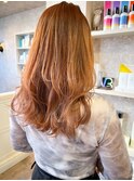 福山市美容室Caaryブリーチなしビビットオレンジカラー