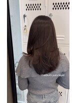 プラチナ(PLATINA)&nbsp;ハイレイヤーレイヤーカットブリーチ無しカラー顔周り韓国