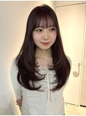 福井透明感カラーピンクブラウンレイヤーカット韓国ヘア髪質改善