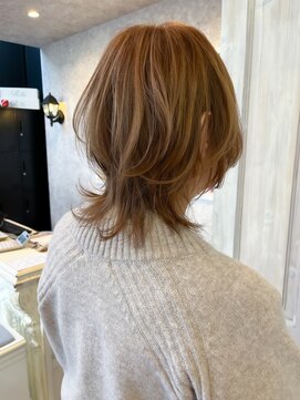 キャアリー(Caary) 福山人気オレンジベージュ白髪ぼかし30代40代50代ウルフ骨格補正