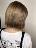 ハニーイエロー_マロンベージュ Aラインボブ かきあげ
