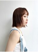 大人ショートボブ 切りっぱなしボブ前髪あり丸顔面長絶壁K0613