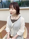 ブリーチなし　暖色カラー　赤髪　チェリーレッド　レッドカラー
