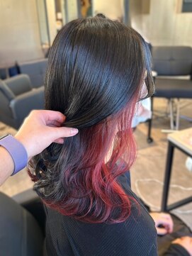 スターズ 川越店(STARS) インナーカラー　レッドピンク　アッシュ　顔周りカット　ミディ