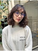 ミディアム 仙台 ウェットヘア オリーブベージュ レイヤーカット