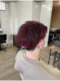 レッドカラー　暖色系カラー　ケアブリーチ　メンズ　宇都宮