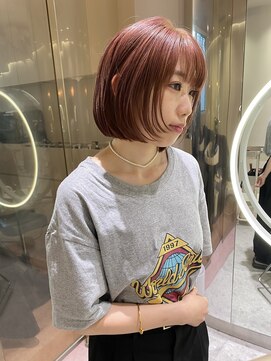 マイル 渋谷(mile) コーラルピンク×レイヤーボブ