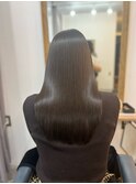 韓国風大人ガーリーアッシュグレージュロングくびれヘア艶髪