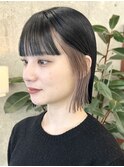 栄黒髪垢抜けインナーカラーボブ