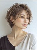 大人ショートボブ白髪ぼかし脱白髪染め40代50代60代♪