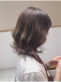 マロンベージュ Aラインボブドレスヘアかきあげロング