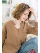 ヘアアンドビューティー ミック(Hair & Beauty miq) カーキグレージュエアリーボブ外国人風流れるレイヤーa1