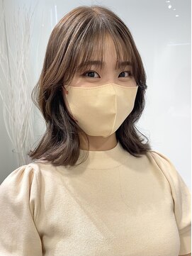 ラブクロムトーキョー オモテサンドウ(LOVECHROME OMOTESANDO) 大人かわいい美髪ペールベージュの外ハネボブくびれヘア韓国前髪