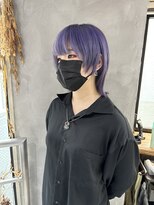 リュッカ(Lyuck) 【MANA】中性ウルフ/ラベンダー/ブリーチ/紫