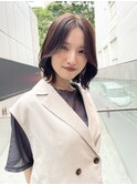 くびれボブ/韓国/顔まわり/レイヤーカット/グレージュカラー