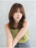 小顔/サイドバング/うる艶髪/ナチュラルカールセミディ