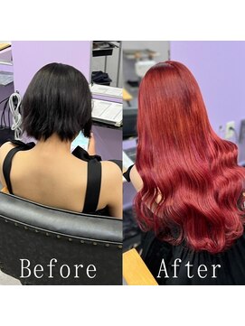 あるじゃんすー 横浜店 チェリーレッド#シールエクステ#ヨシンモリ#くびれヘア#横浜