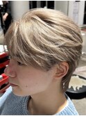 ハイトーンカラーセンターパートブロンドカラーベージュ平野紫耀