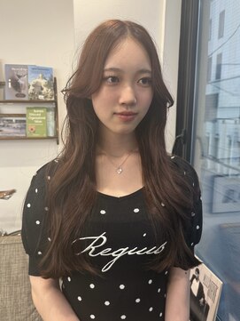 ポール(pole) 札幌ロング　ブリーチ無しピンクベージュ×レイヤーカット