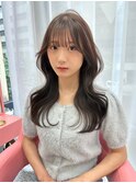 韓国ヘア/くびれヘア/顔まわりカット/オリーブグレージュ/前髪