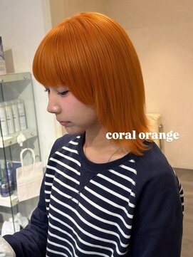 ベレーザ 渋谷(BELEZA) 17786ミディアムレイヤーオレンジベージュハッシュボブ