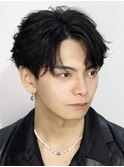 韓国メンズヘアコンマバング韓国マッシュセンターパートフェザー